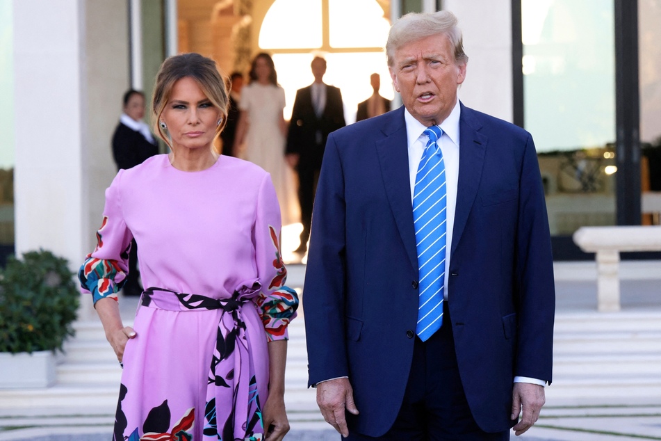 Donald (l.) and Melania Trump at their Mar-a-Lago home in Palm Beach, Florida on April 6, 2024.