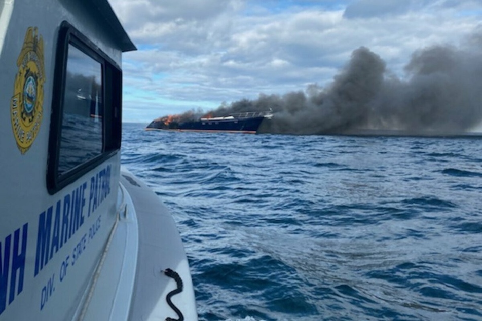 Rescuers rushed to the burning ship, but the Elusive burned and sank.