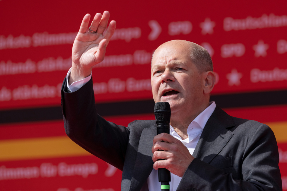 Zum Abschluss des Europawahl-Wahlkampfs trat Bundeskanzler Olaf Scholz (65, SPD) am Sonnabend in Duisburg auf.