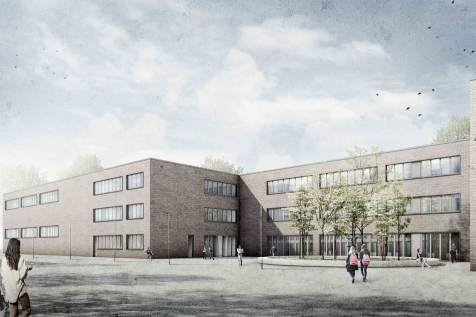 Eine Visualisierung zeigt den künftigen Erweiterungsbau der Gesamtschule Rodenkirchen.