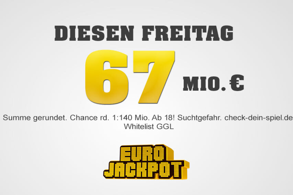 Am Freitag (21.7.) sind 67 Millionen Euro im Eurojackpot.