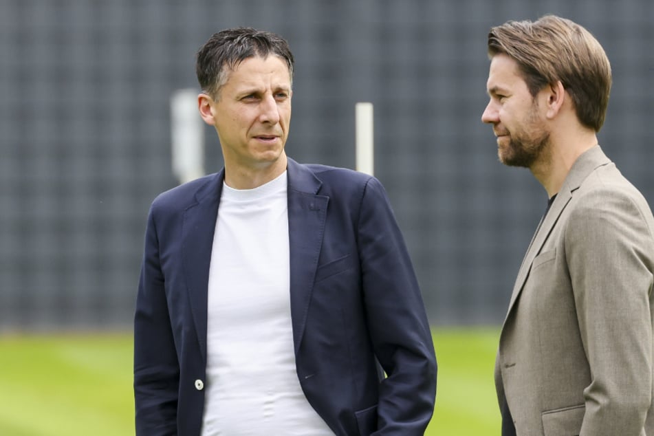 Haben den Deal mit Kristal eingefädelt: Sportgeschäftsführer Christian Keller (47, l.) und Lizenzfußball-Boss Thomas Kessler (38) freuen sich auf das Talent.