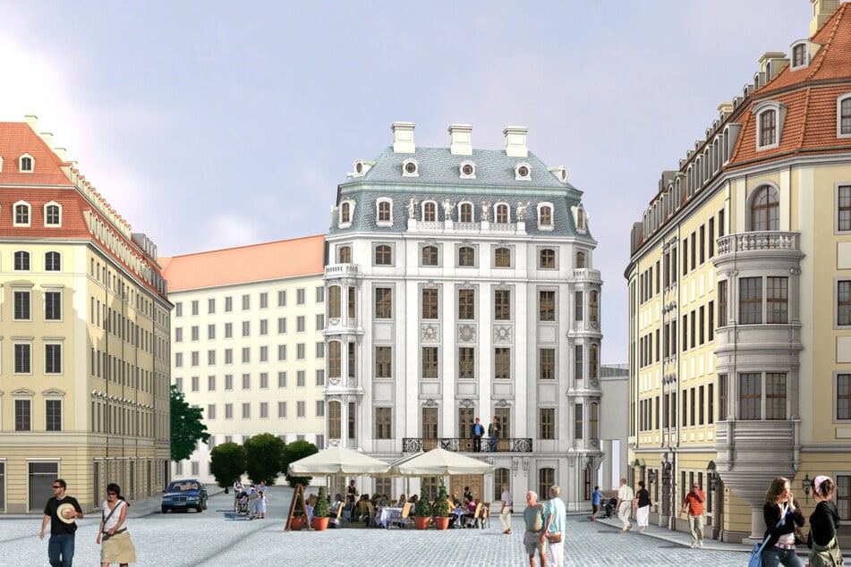 So könnte das neue Hotel Stadt Rom (vom Neumarkt aus) einmal aussehen.