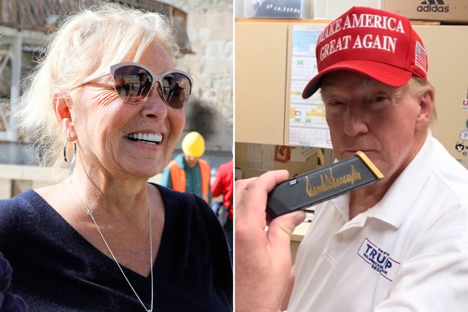Republican presidential candidate Donald Trump (r.) recently sent comedian Roseanne Barr a signed handgun to thank her for supporting him over the years.