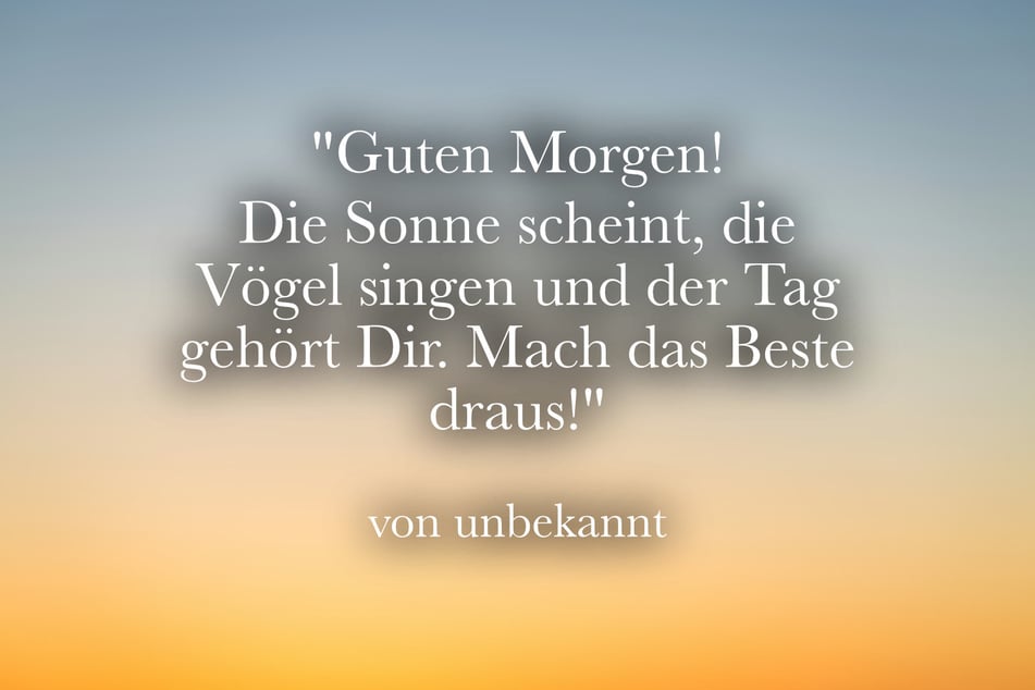 Guten Morgen! Die Sonne scheint, die Vögel singen und der Tag gehört Dir. Mach das Beste draus!