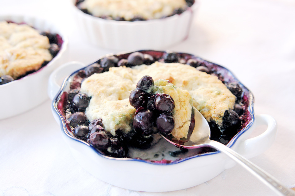 Cooking for a crowd? Feel free to make smaller bite-sized blueberry cobblers.