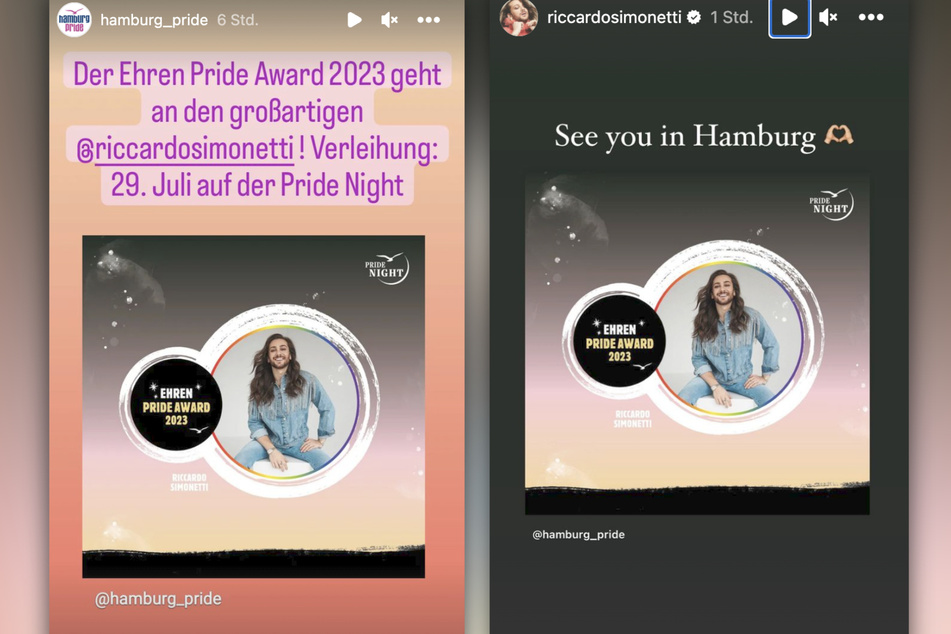 Auf Instagram verkündete die Hamburg Pride den Gewinner des "Ehren Pride Award" 2023. Es ist Autor und Entertainer Riccardo Simonetti (30).