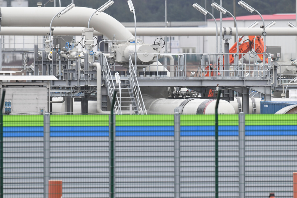 Die Baustelle der Gasempfangsstation der Ostseepipeline Nord Stream 2 im Gewerbegebiet Lubmin (Mecklenburg-Vorpommern).