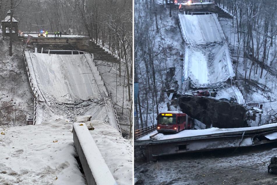 A bridge near Frick Park in Pittsburgh, Pennsylvania collapsed early Friday morning.