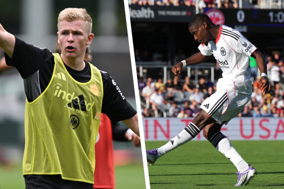 Das Zusammenspiel von Jonny Burkardt (l.) und Niels Nkounkou funktionierte beim Testspiel von Eintracht Frankfurt gegen Louisville City FC äußerst gut.