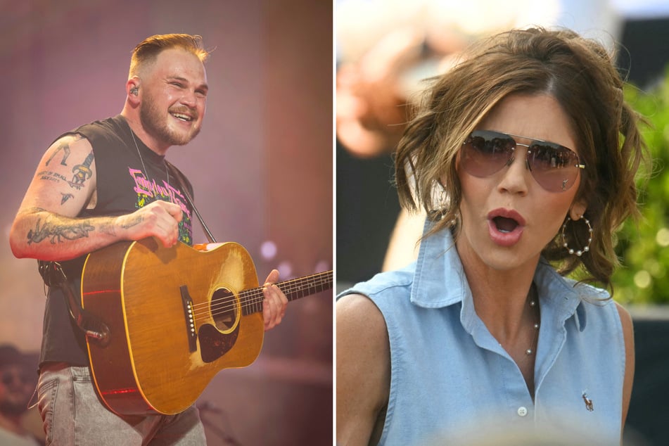 Homeland Security Secretary Kristi Noem (r.) recently bashed country music star Zach Bryan for releasing a new song that appears to criticize ICE agents.