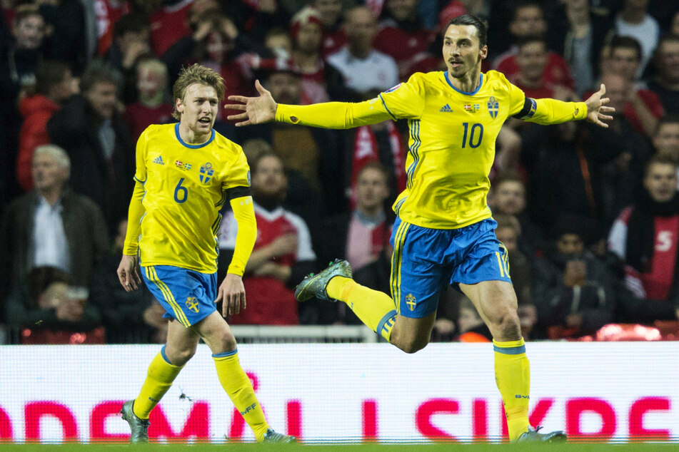 Emil Forsberg (29, l.) und Zlatan Ibrahimovic (39) standen bereits 15 Mal gemeinsam für Schweden auf dem Rasen.