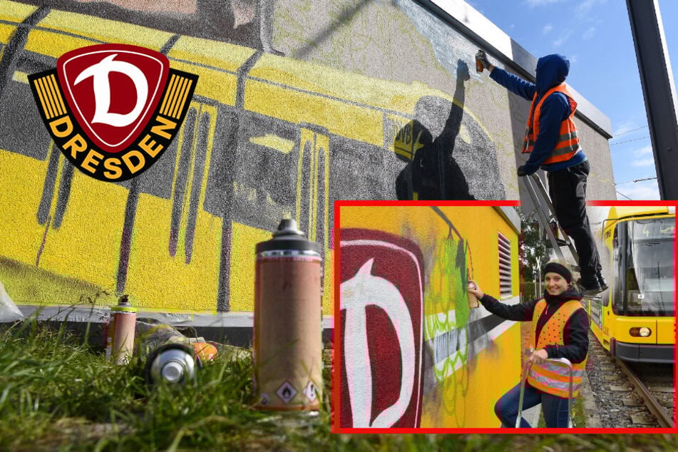 Junge Dynamo-Fans mit Graffiti-Großprojekt: Trafostation in Weinböhla jetzt 100 Prozent Schwarz-Gelb!