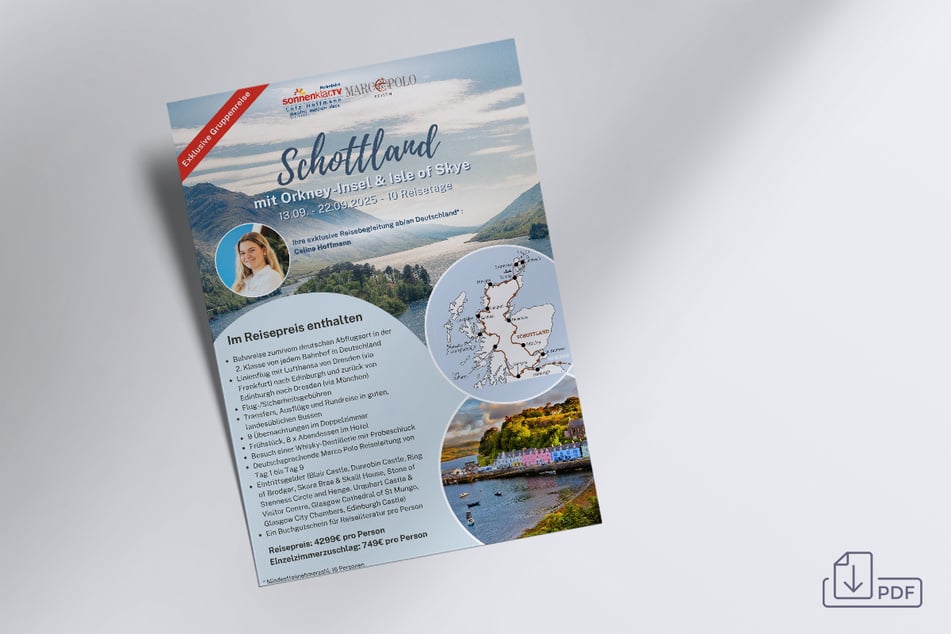 Einfach klicken und den Info-Flyer zur exklusiven Schottland-Rundreise downloaden.