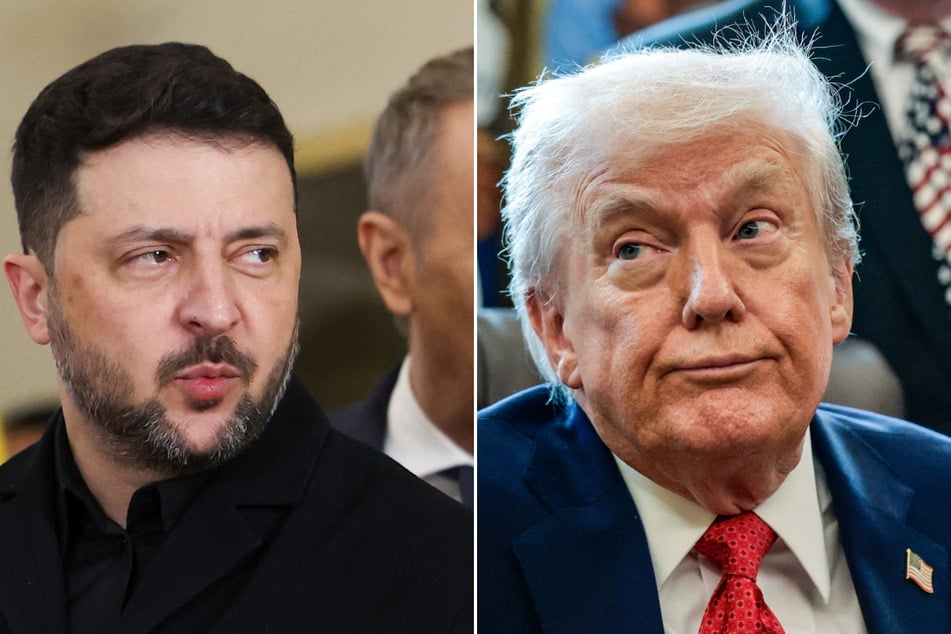 President Donald Trump (r.) urged his Ukrainian counterpart Volodymyr Zelensky to move "quickly" on proposals for a settlement in the war with Russia.