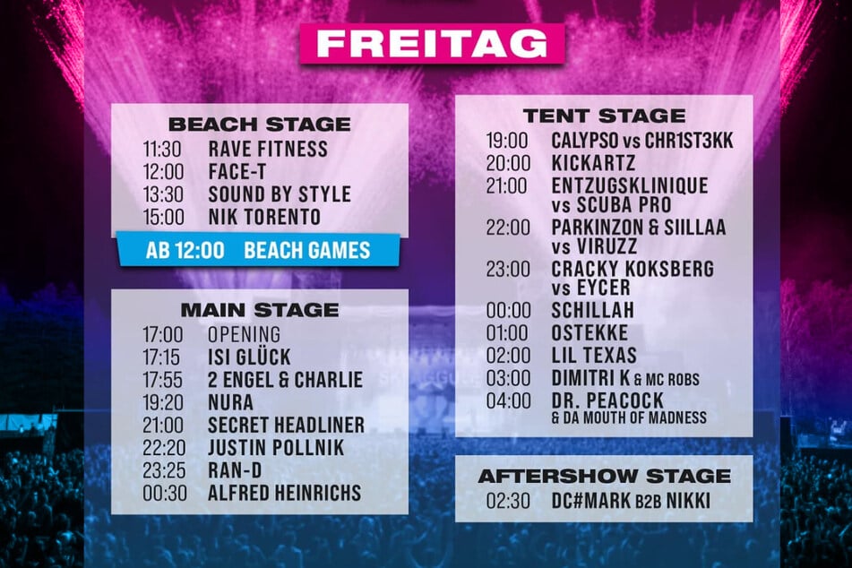 Der komplette Timetable für am Freitag (25.7.).