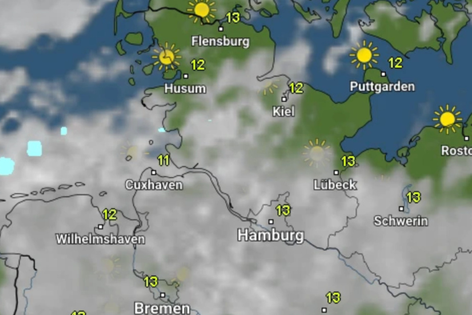 Die Höchsttemperaturen liegen zwischen 13 und 16 Grad.