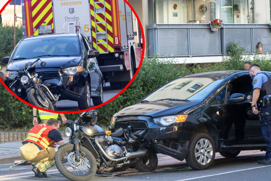 Auffahrunfall an gelber Ampel: Mitsubishi kracht in Motorrad
