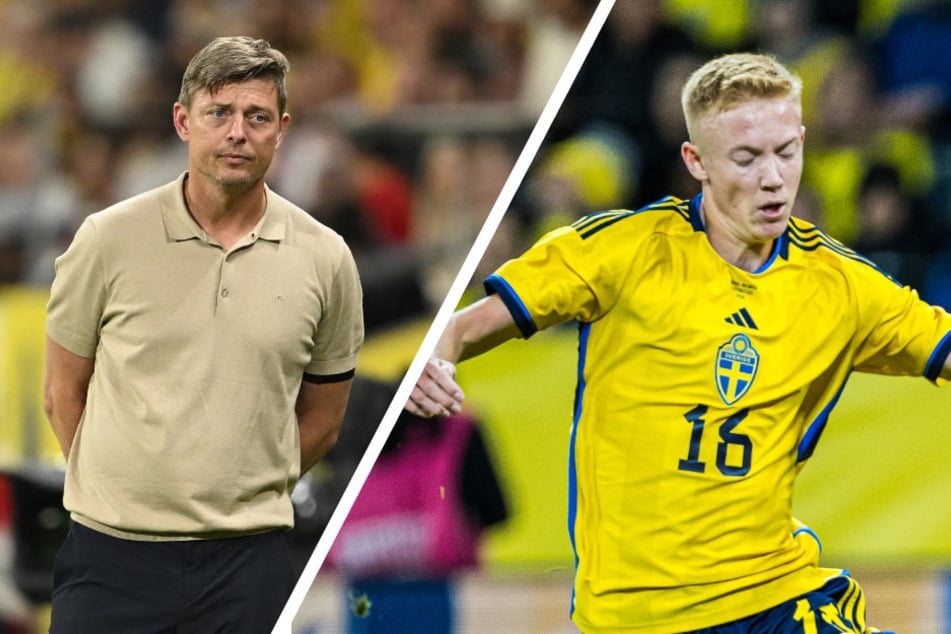 Schwedens Nationalcoach Jon Dahl Tomasson (48, l.) setzte Hugo Larsson (20) zuletzt dreimal auf die Bank und kritisierte ihn zudem öffentlich.