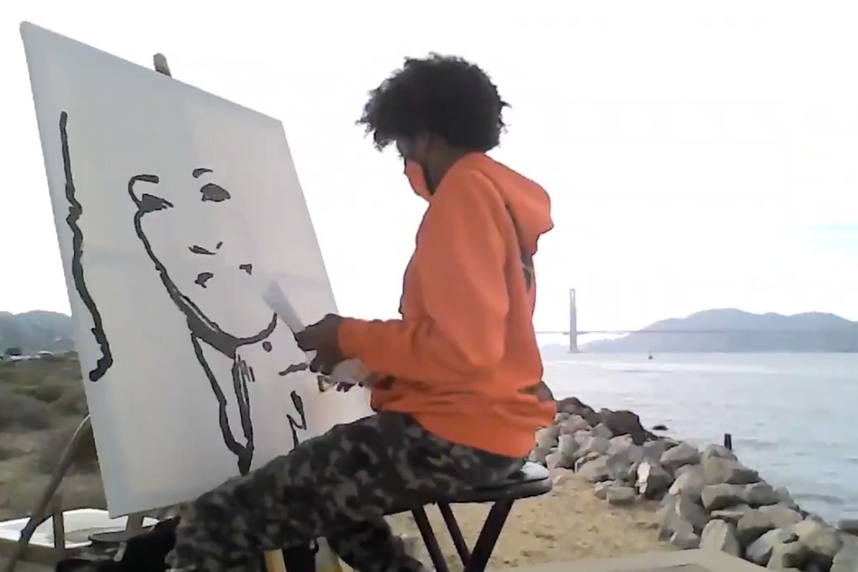 Tyler Gordon hat ein Porträt von Kamala Harris gemalt.