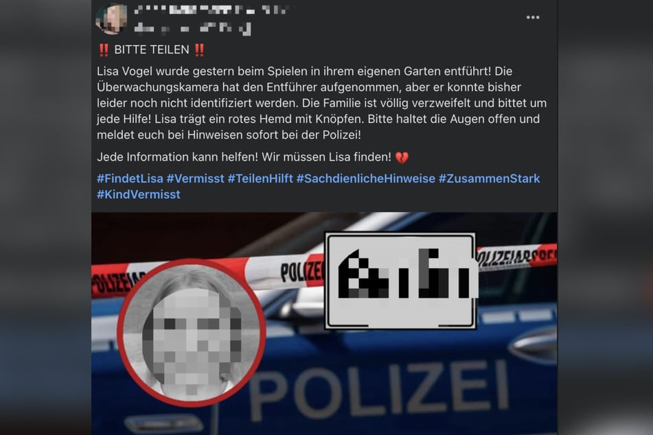Lisa Vogel sei angeblich entführt worden - samt vermeintlichen Fahndungsaufruf. Meldungen wie diese kursieren derzeit in den sozialen Netzwerken.