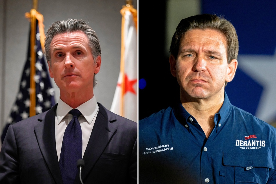 California Governor Gavin Newsom (l) and Florida Governor Ron DeSantis (r) will go head-to-head in a Fox News debate this Thursday night.