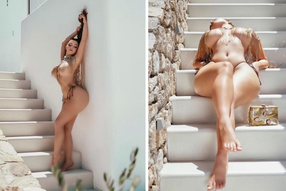 In jeder Pose umwerfend sexy: Erotik-Model Demi Rose auf der griechischen Insel Mykonos.