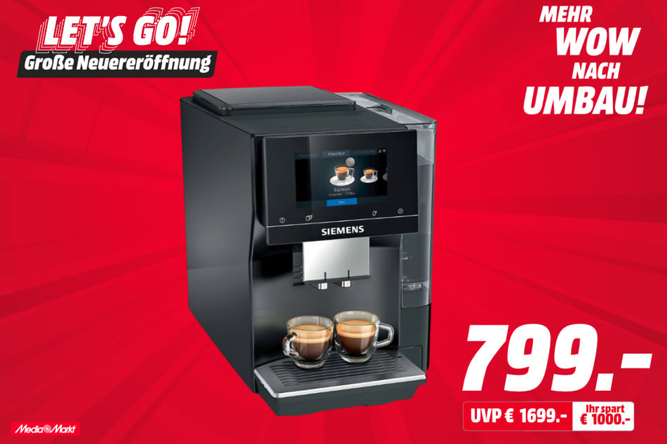 Siemens-Kaffeevollautomat für 799 statt 1.699 Euro.