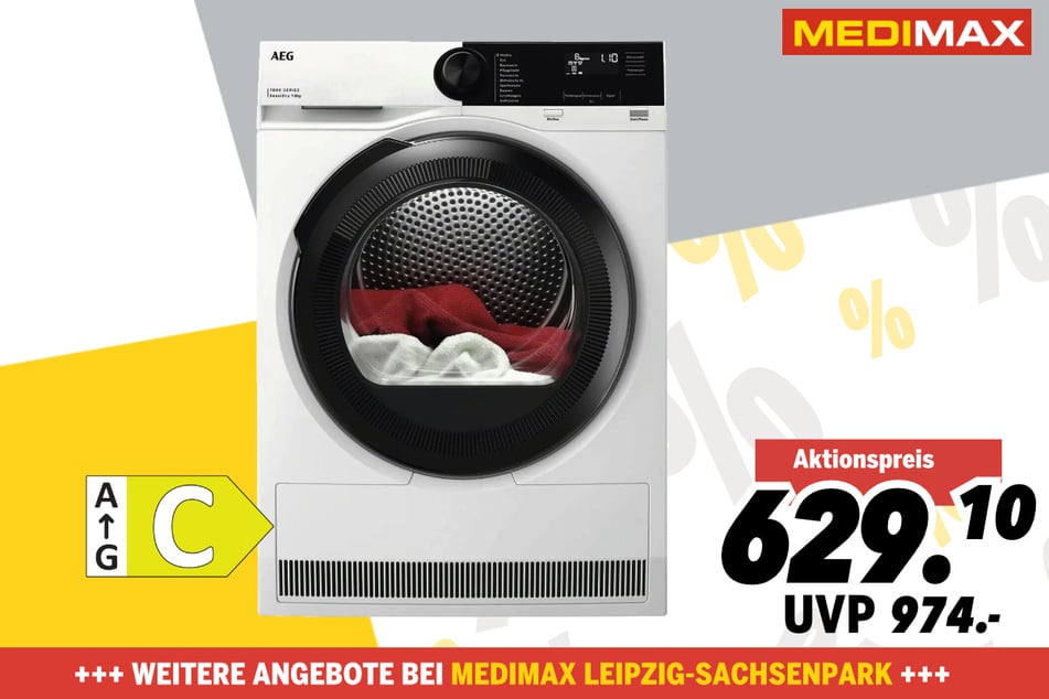 AEG-Wärmepumpentrockner Lavatherm TR7TEP2 für 629,10 statt 974 Euro.