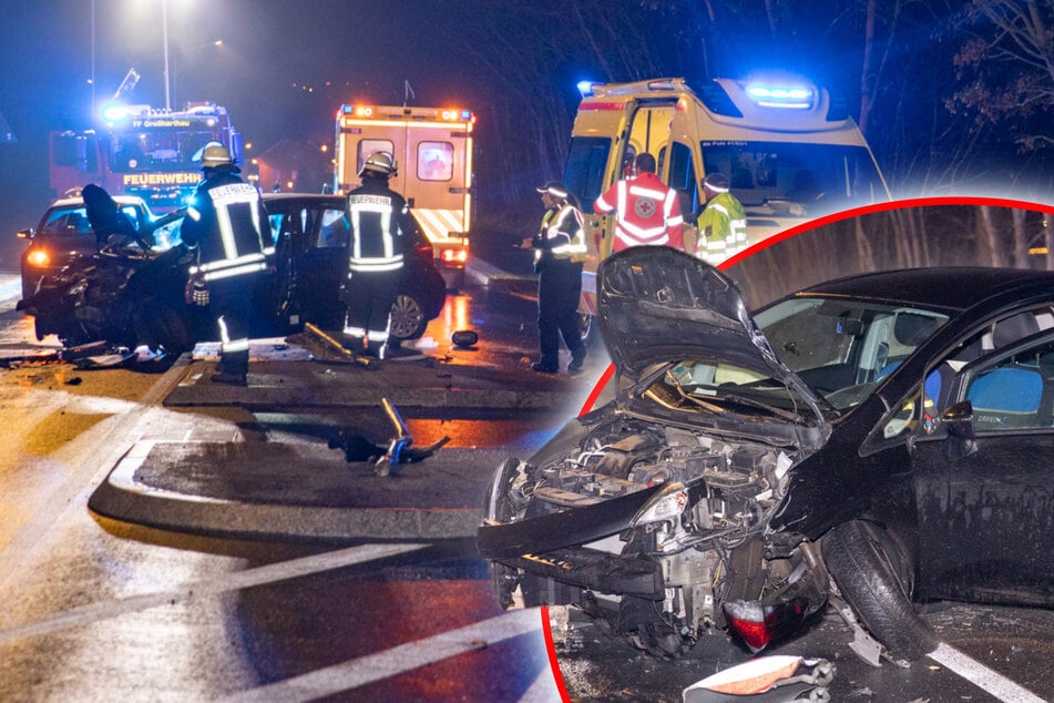 Verkehrsinsel übersehen: Fahrer verletzt, Auto Totalschaden