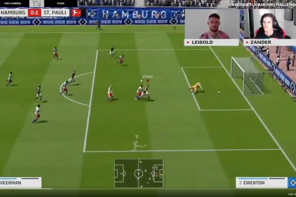 Luca Zander erzielt bei dem virtuellen Derby das zweite Tor für den FC St. Pauli.