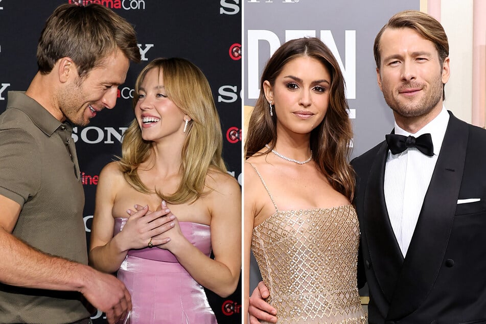 Fans are buzzing after Glen Powell split from his girlfriend, Gigi Paris (second from r), amid cheating rumors.
