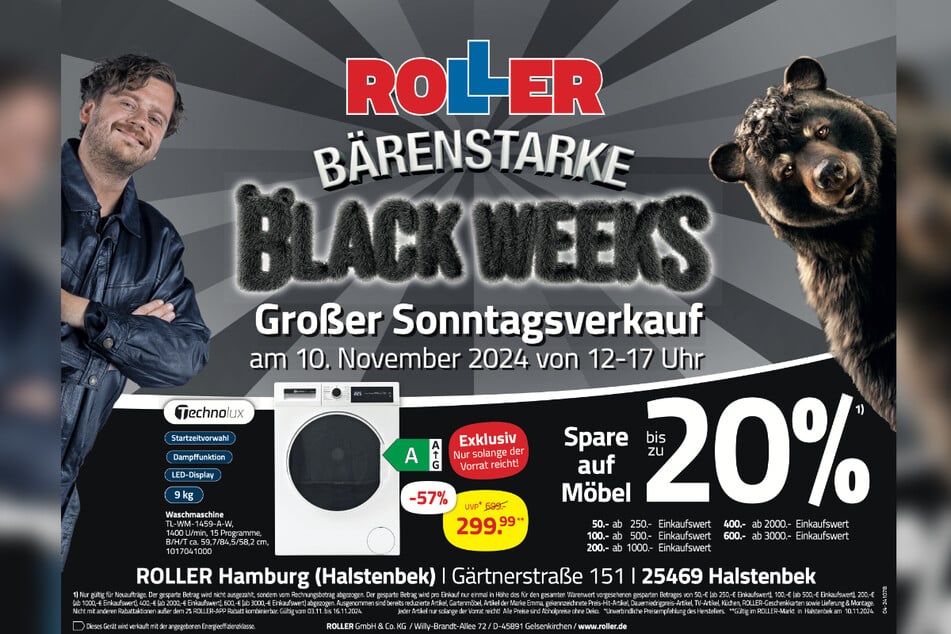 Zum Start der Black Weeks gibt's die Technolux Waschmaschine 57 Prozent günstiger.