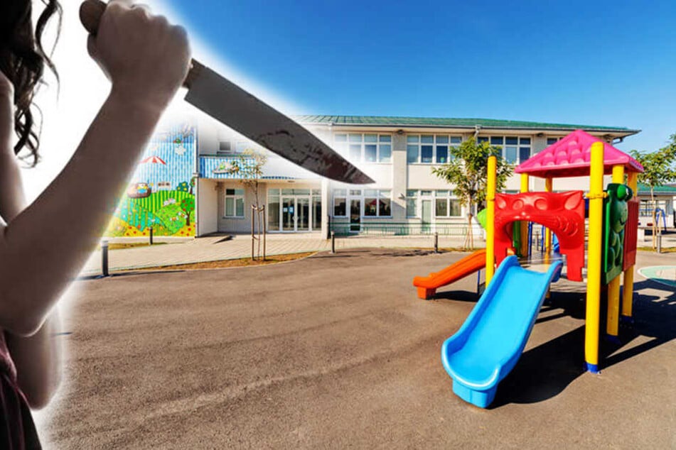 Die Frau ging wahllos mit einem Hackmesser auf die Kinder los. (Symbolbild)
