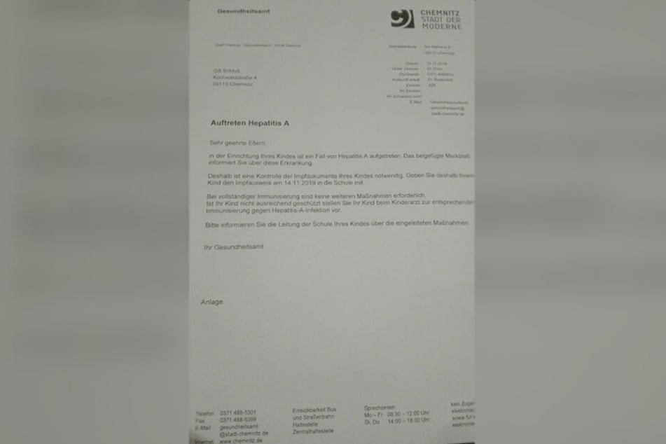 Mit diesem Brief informierte das Gesundheitsamt die Eltern der Grundschüler.
