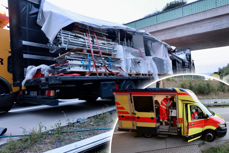 Unfall A17: Lkw-Crash auf der A17: Bergung zieht sich über Stunden