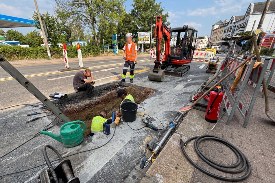 Dresden: Gasleck in Cotta: Meißner Landstraße in Richtung Innenstadt voll gesperrt