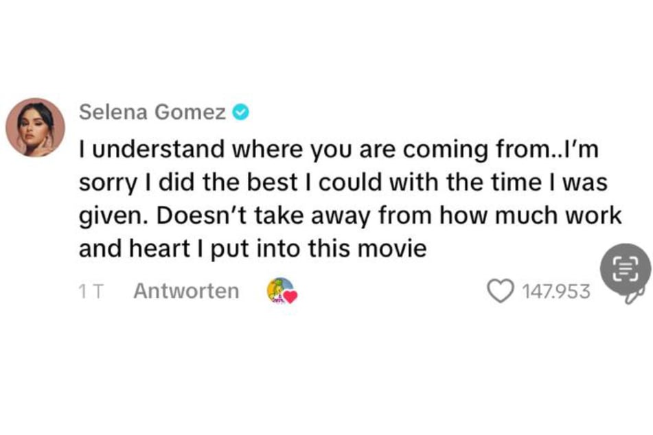 Selena Gomez responded to the viral criticism with a TikTok comment.