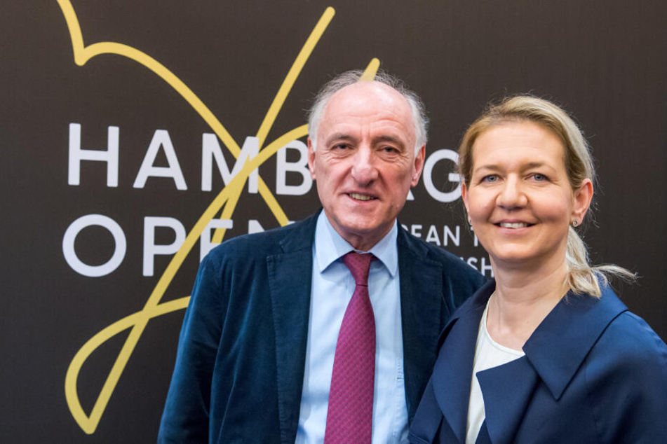 Peter-Michael Reichel, Veranstalter der European Tennis Championships in Hamburg (links) und Sandra Reichel, seine Tochter und Turnierdirektorin.