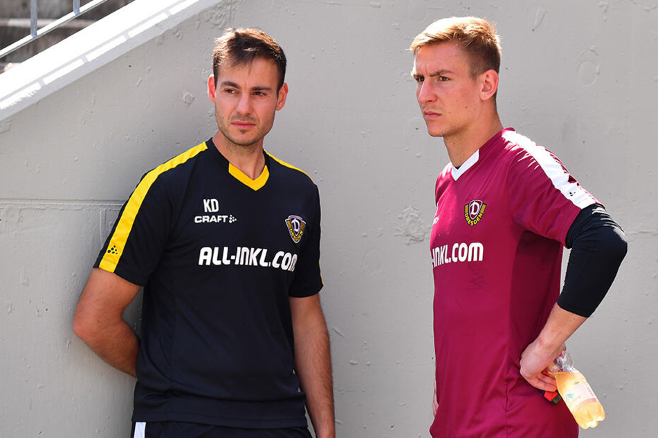 Physiotherapeut Korbinian Dötter mit Torwart Kevin Broll.