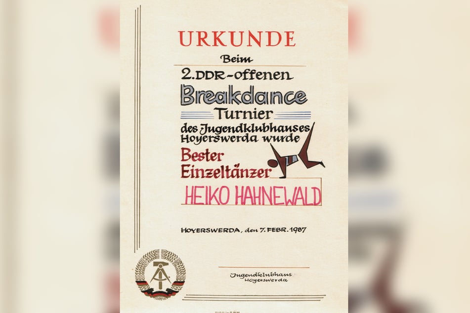 Die DDR-Urkunde von 1987 weist "Hahny" als besten Einzeltänzer aus.