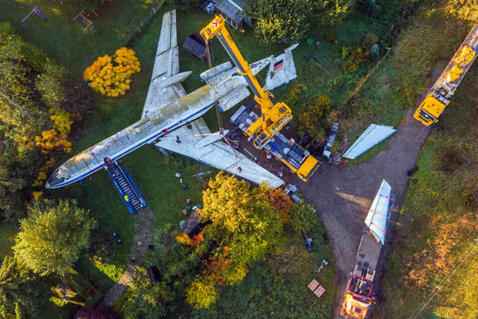 Die TU134 stand mehr als 20 Jahre im Garten hinter dem Restaurant.