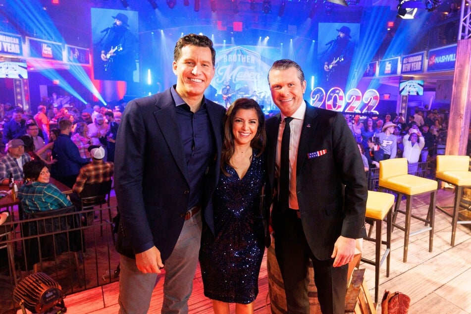 (From l. to r.) Will Cain, Rachel Campos-Duffy, and Pete Hegseth attend FOX News All American New Year at Wildhorse Saloon on December 31, 2021, in Nashville, Tennessee.