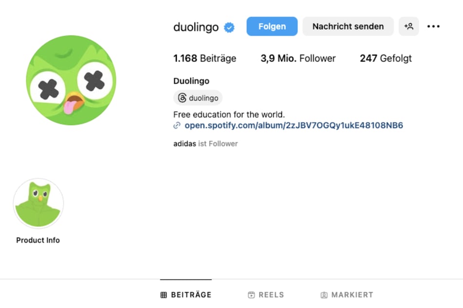 Auch auf Instagram änderte die Sprach-Lern-App ihr Profilbild.