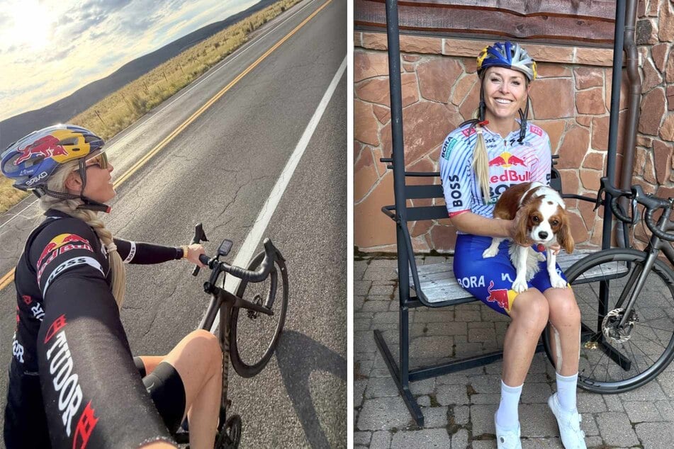 Grund zur Freude: Lindsey Vonn (41) hat die erste Radtour im Freien nach ihrer schweren Verletzung hinter sich.
