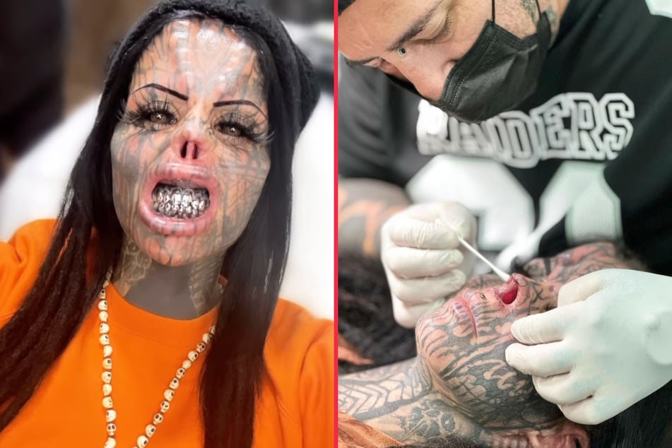 Extremely modified woman chops off nose and tattoos eyes