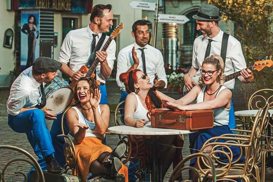 Nostalgie am Elbhangfest. Flow Fellas & The Pearlettes drehen mit ihrer Musik die Zeit zurück.