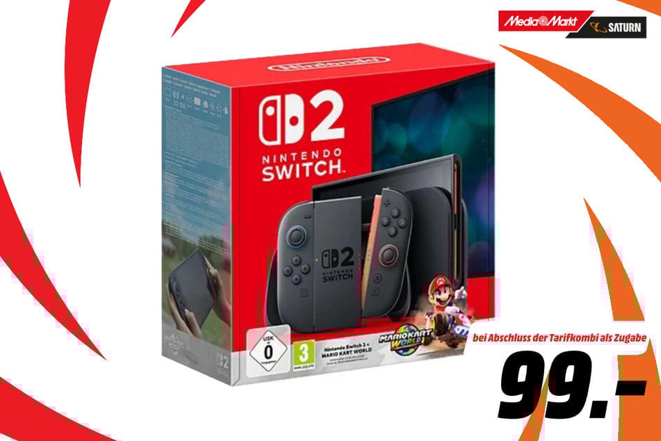 Nintendo Switch 2 PLUS Mario Kart World für 99 statt 509 Euro.