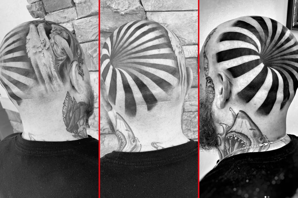 Tattoo of trippy optical illusion makes viewers sick