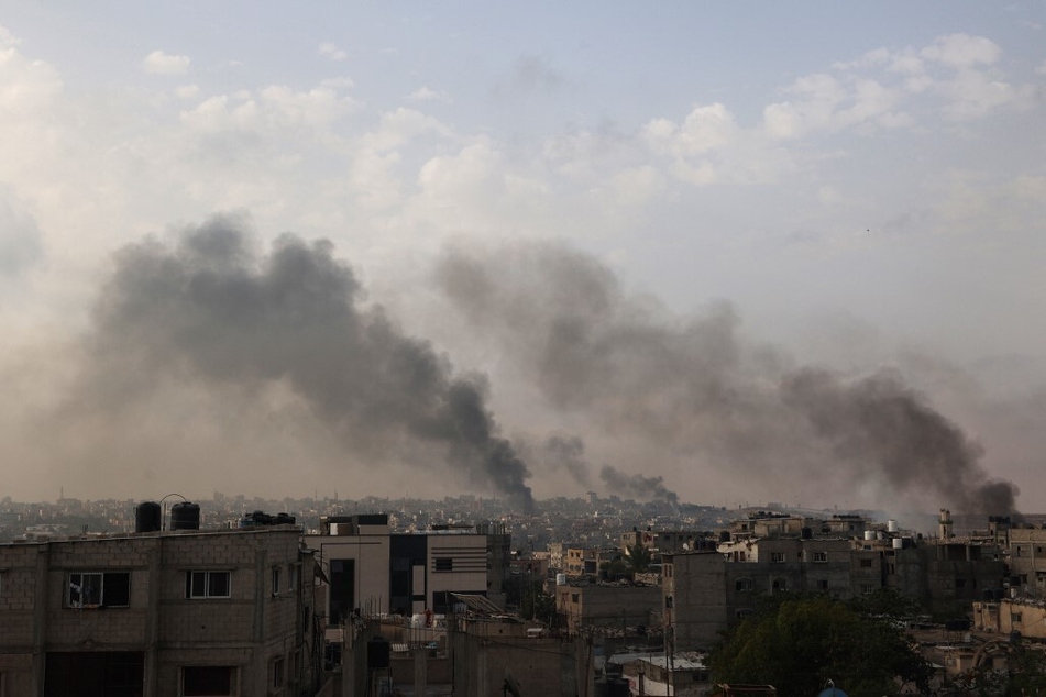 Smoke billows following Israeli strikes in Rafah city in the southern Gaza Strip.